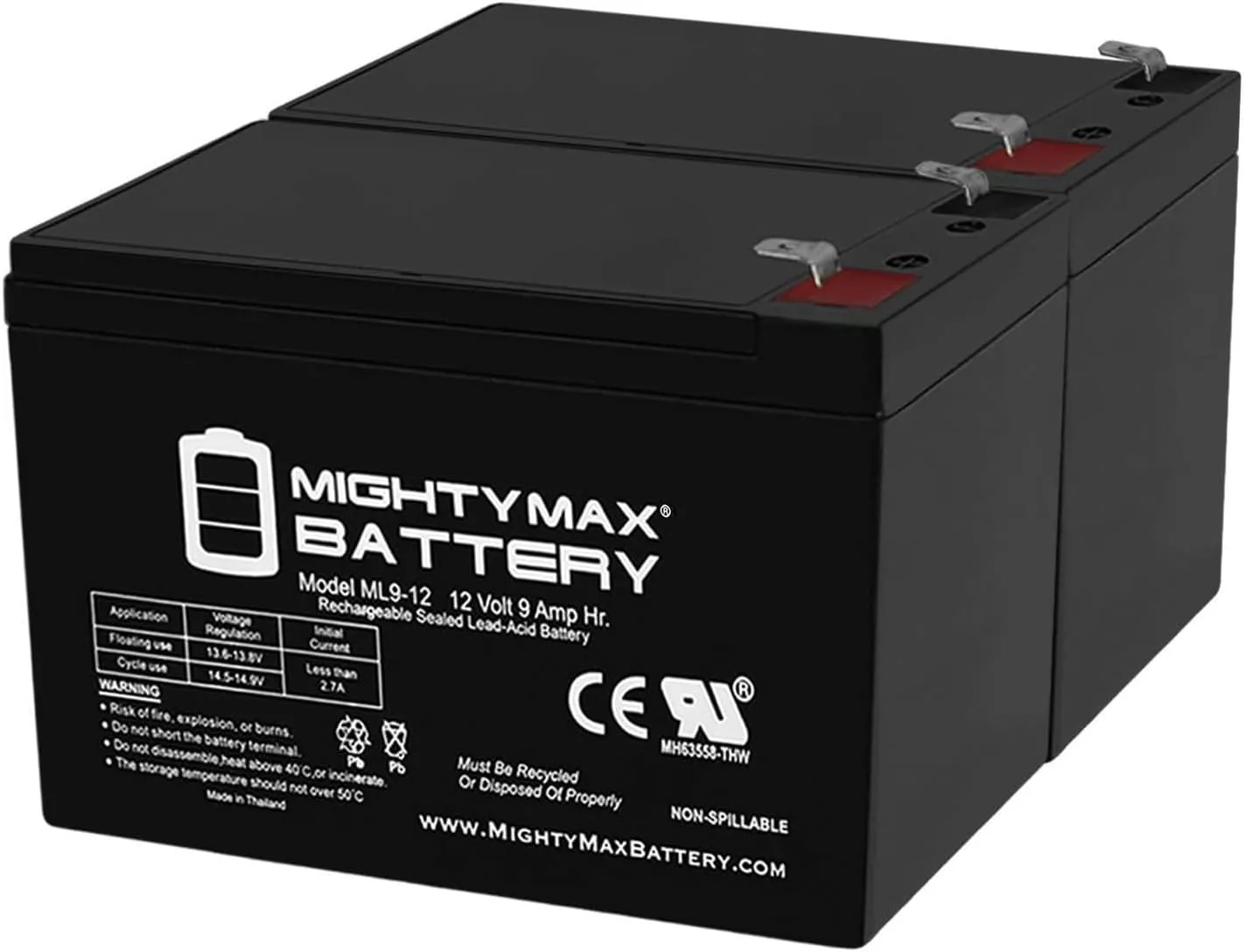 Mighty Max Battery 12V 9AH Battery for Fenton Technologies PowerOn H010K UPS - 2 Pack