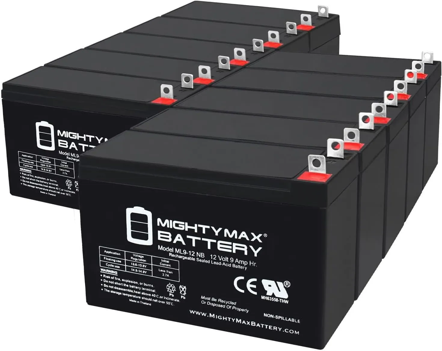 Mighty Max Battery 12V 9AH Battery Replaces Xantrex Powerpack Emergency 400 Jumpstarter - 10 Pack