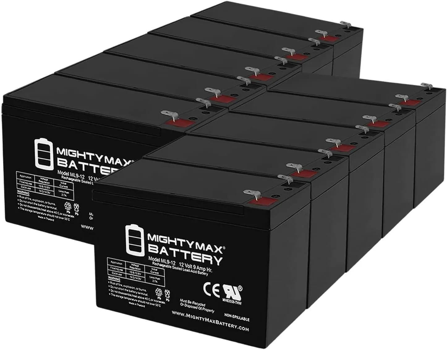 Mighty Max Battery 12V 9Ah SLA Battery for Aqua-Vu AV715C 7" Underwater Camera - 10 Pack