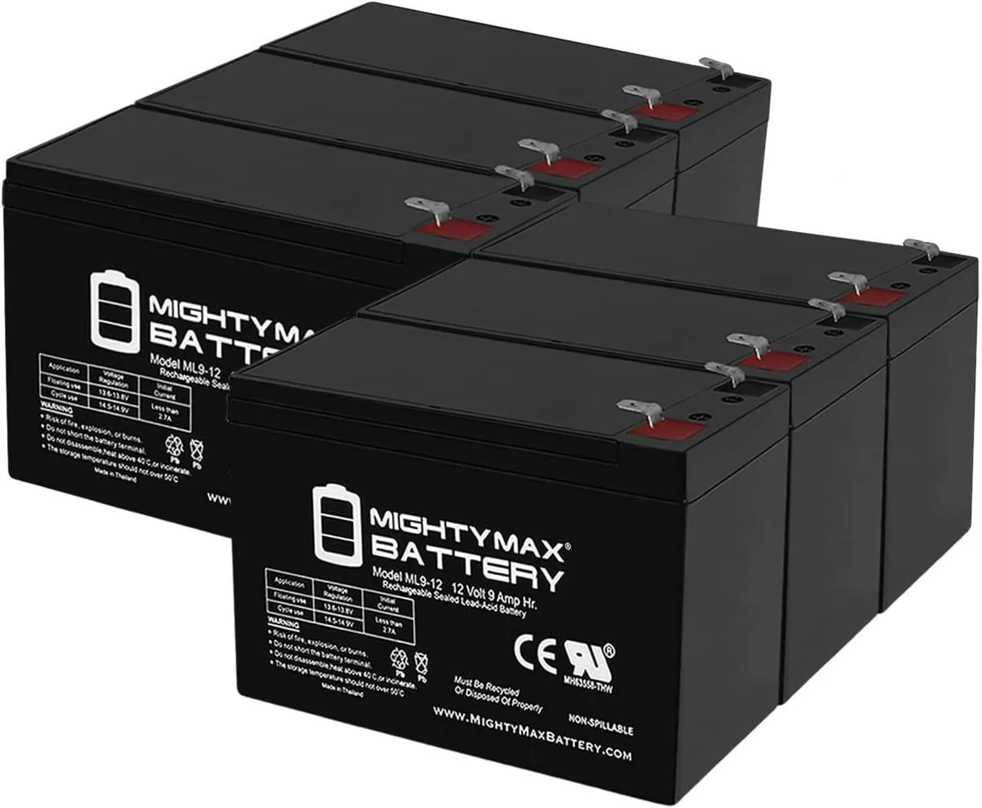 Mighty Max Battery 12V 9Ah SLA Replacement Battery for Panamax BATT1500-EXT - 6 Pack
