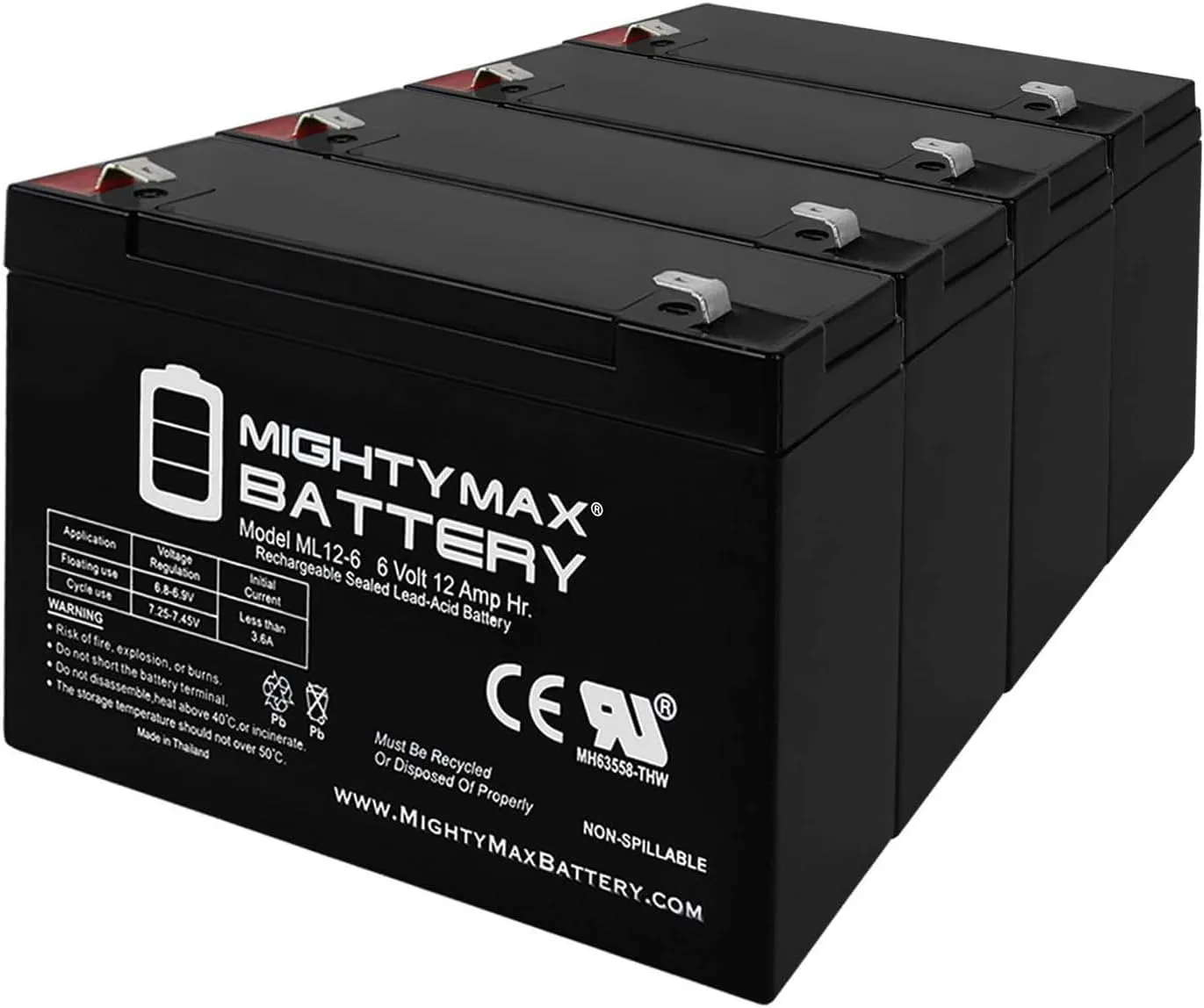 Mighty Max Battery 6V 12AH F2 Battery for Eagle Pitcher CF6V8, CF6V12, CF6V8S1-4 Pack