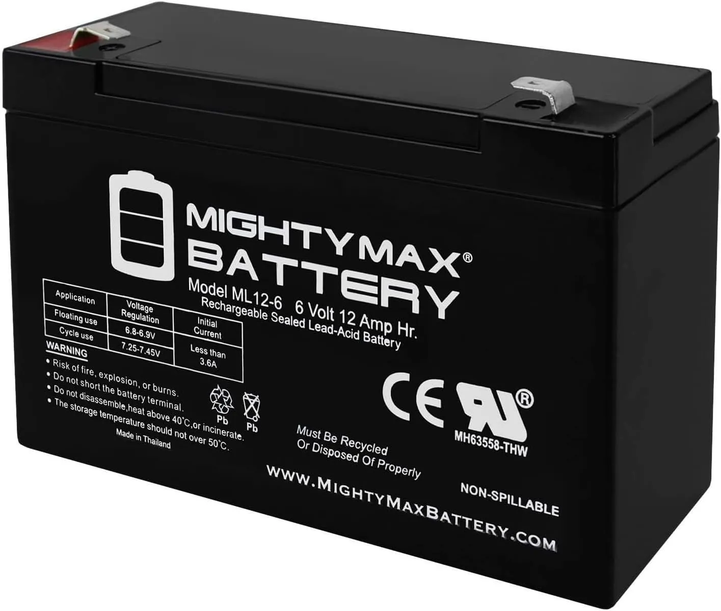 Mighty Max Battery 6V 12AH F2 SLA Replacement Battery for Eagle Pitcher HE6V127