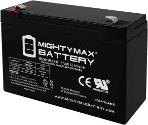 Mighty Max Battery 6V 12AH F2 SLA Replacement Battery for Yuasa MP10, NPX-50, NP12-6