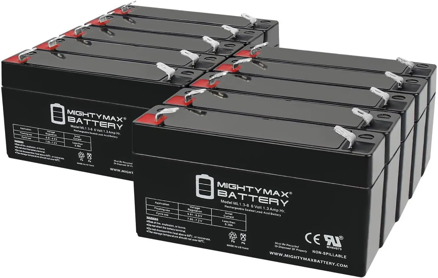 Mighty Max Battery 6V 1.3Ah Replacement Battery Compatible with Star Trac 5100 Pro Stepper - 10 Pack