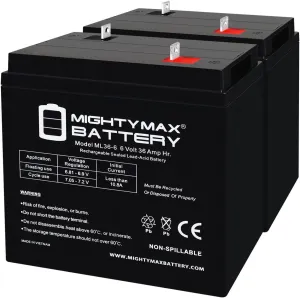 Mighty Max Battery 6V, 36Ah, AGM, NB Terminal, Replacement Battery Compatible with SigmasTek PS-6360-2 Pack