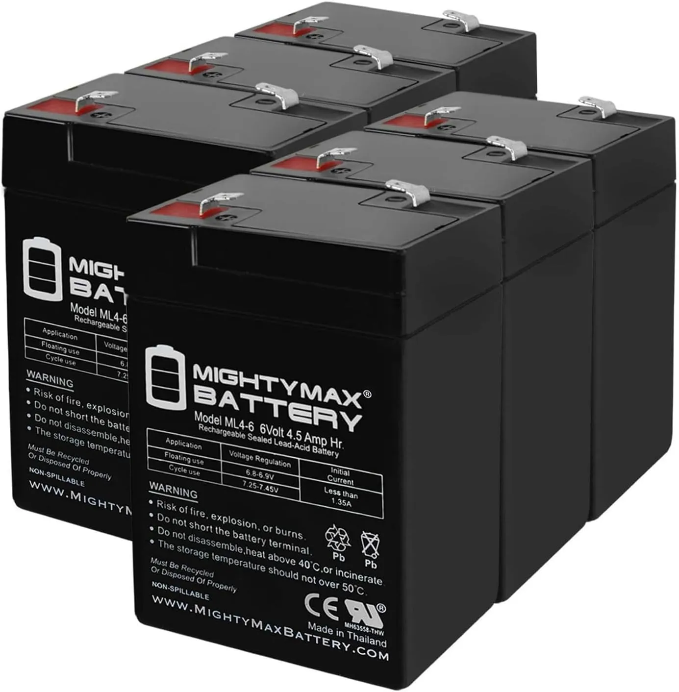 Mighty Max Battery 6V 4.5AH Battery Replacement for Teledyne 118-0005 - 6 Pack