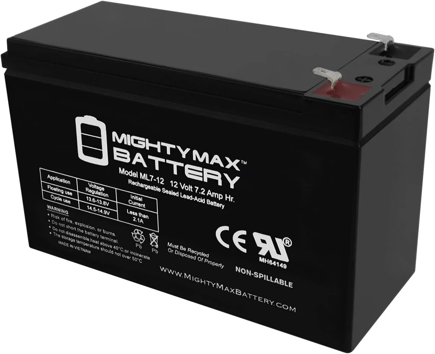 Mighty Max Battery Fenton Technologies POWERPURE M1000 Replacement Battery 12V 7Ah