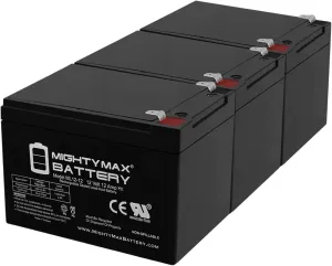 Mighty Max Battery ML12-12 - 12V F2 12AH SLA Battery for Hoveround Activa Wheelchair - 3 Pack