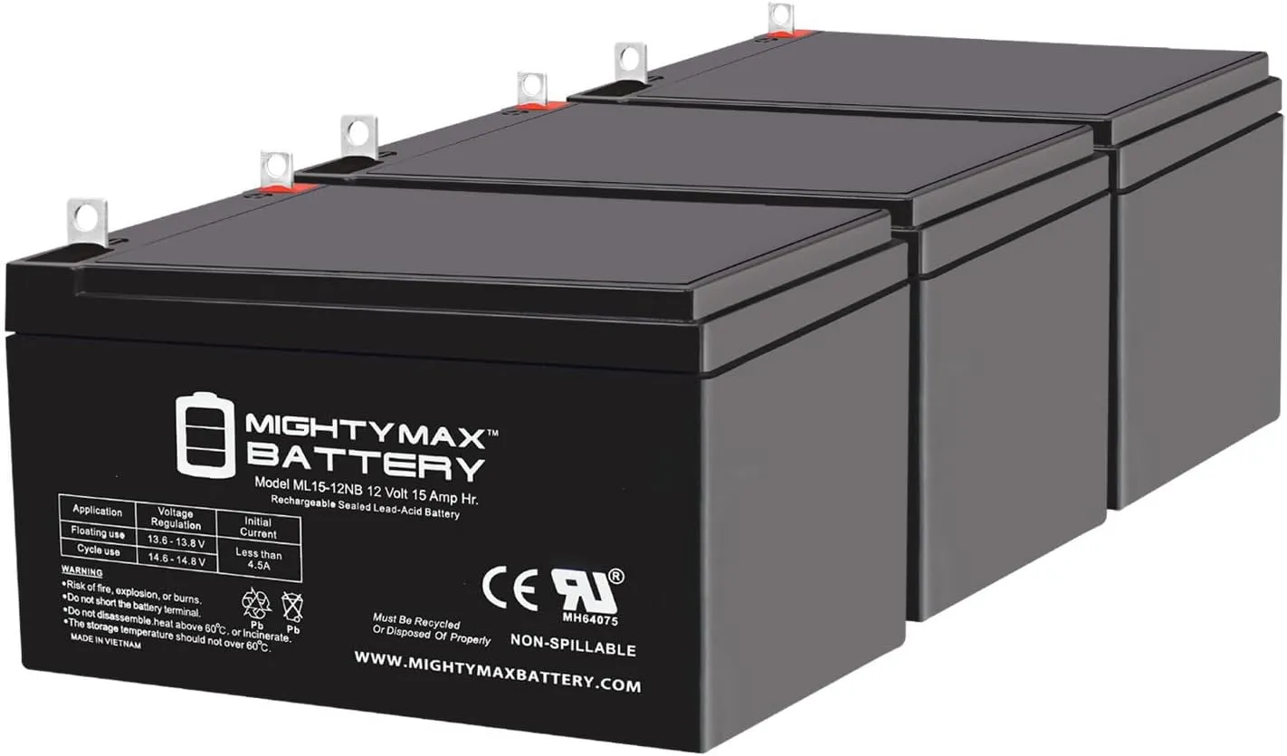 Mighty Max Battery ML15-12NB 12V 15AH Replacement Battery Compatible with E-Glide Sector 9, 46-3 Pack