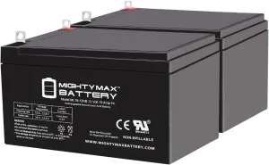 Mighty Max Battery ML15-12NB 12V 15AH Replacement Battery Compatible with Mongoose Dirt Grinder - 2 Pack