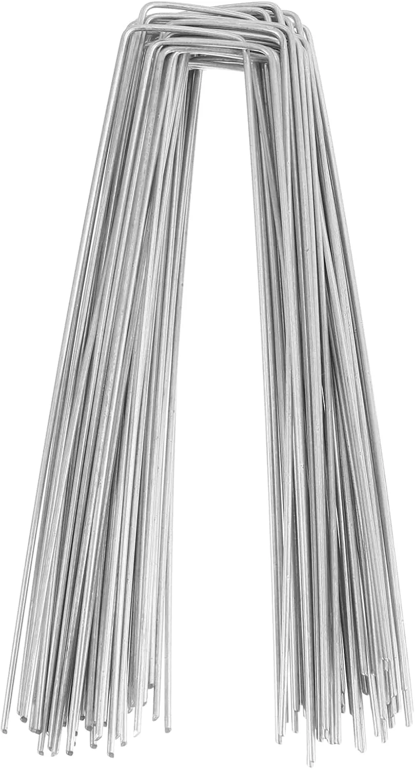 Milisten 100pcs U-Shaped Fixing Nails for Gardening Lawn Pegs for Tents Canopies and Landscaping Heavy-Duty Ground Stakes with Smooth Impact Head
