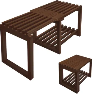 Montex Bathroom Bench Adjustable Length, 29 Inches Shower Benches for Inside Shower, Bathroom Bench Seat, Wood Bathroom Bench, Bathroom Bench with Storage for Adults Seniors Elderly, Walnut Color