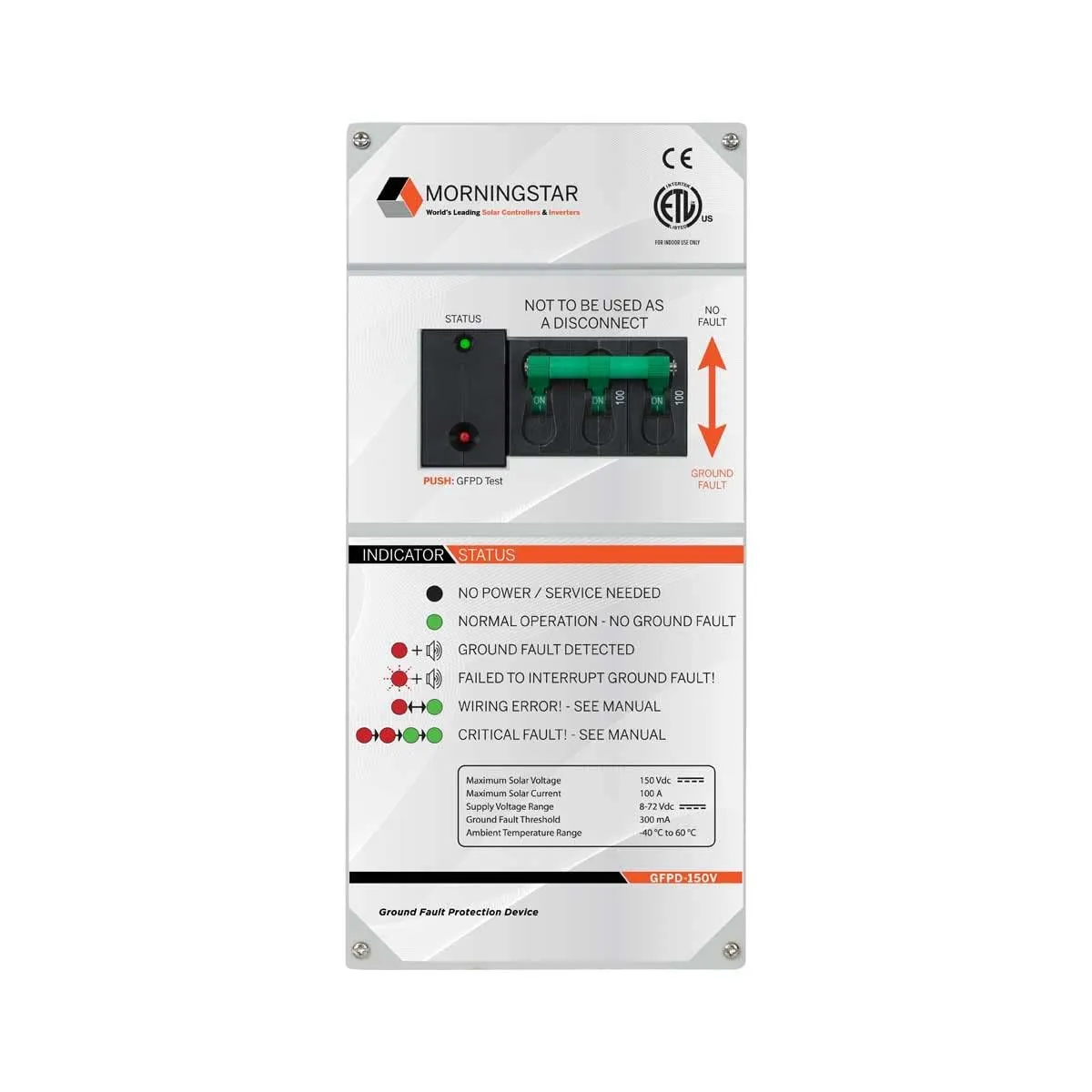 Morningstar Ground Fault Protection Device (GFPD-150V) - for Tristar MPPT 150V & ProStar MPPT 120V Solar Charge Controllers - No Fuses Required, Simple & Flexible Installation - Designed in The USA