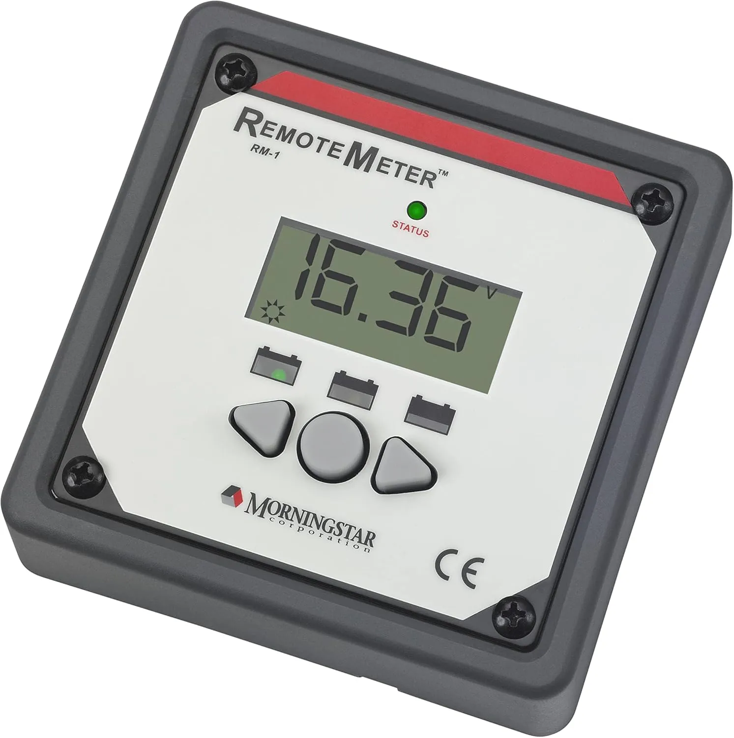 Morningstar Remote Meter (RM-1) - Universal, Four Digit Display - Connects via 10m Cable to Select Morningstar Controllers & Inverters - Meter Displays Voltage, Current & Temperature - Designed in USA