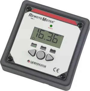 Morningstar Remote Meter (RM-1) - Universal, Four Digit Display - Connects via 10m Cable to Select Morningstar Controllers & Inverters - Meter Displays Voltage, Current & Temperature - Designed in USA