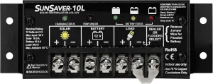 Morningstar SunSaver 10A PWM Solar Charge Controller 12V Batteries LVD, Solar Panel Controller Battery Controller Solar Controller 12V, Lowest Fail Rate Charge Controllers for Solar Panels