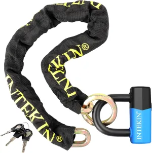 Motorcycle Chain Locks 3.6FT Motorcycle Lock 10mm/0.42inch Thick Bike Chain Lock Heavy Duty Chain Lock with 16mm/0.64inch Disc Lock for Motorcycles, Scooters, Gates and More, Blue