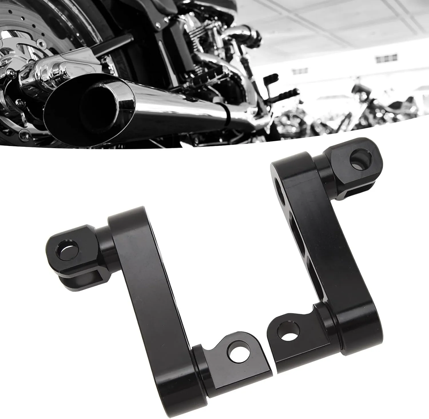 Motorcycle Foot Peg Highway Bracket 360° Adjustable Rugged Foot Peg Extension Bracket Aluminum Foot Peg Clamp Extensions Bracket for Touring (Black)