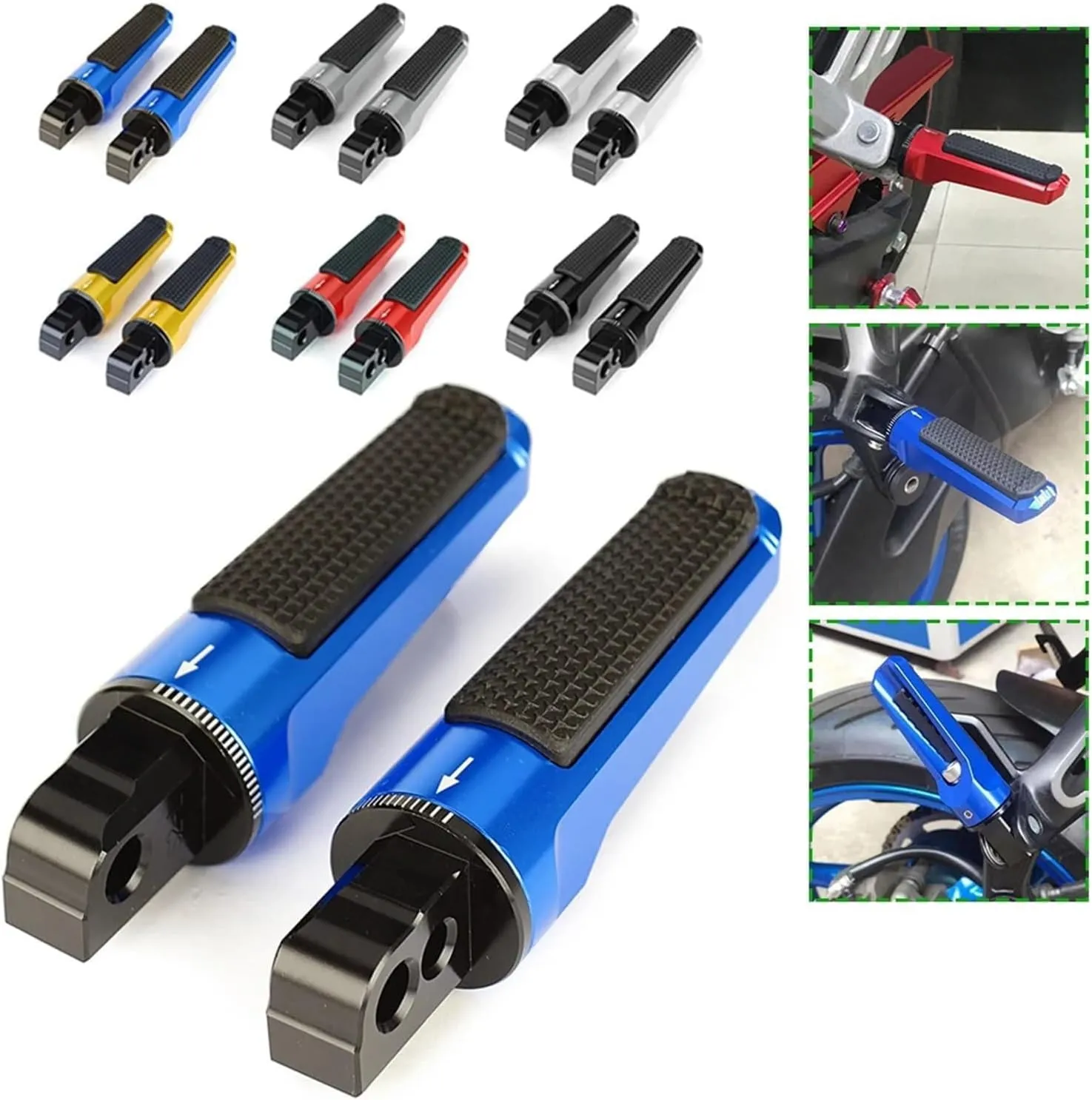 Motorcycle Foot Pegs for Suzuki GSX-R1000 Yoshimura Edition 2013-2024, Anti-Skid Motorbike Footrest for Rider Passenger, Aluminum Footpegs Dirt Bike Foot Rest Pedals, Highway Pegs Kit