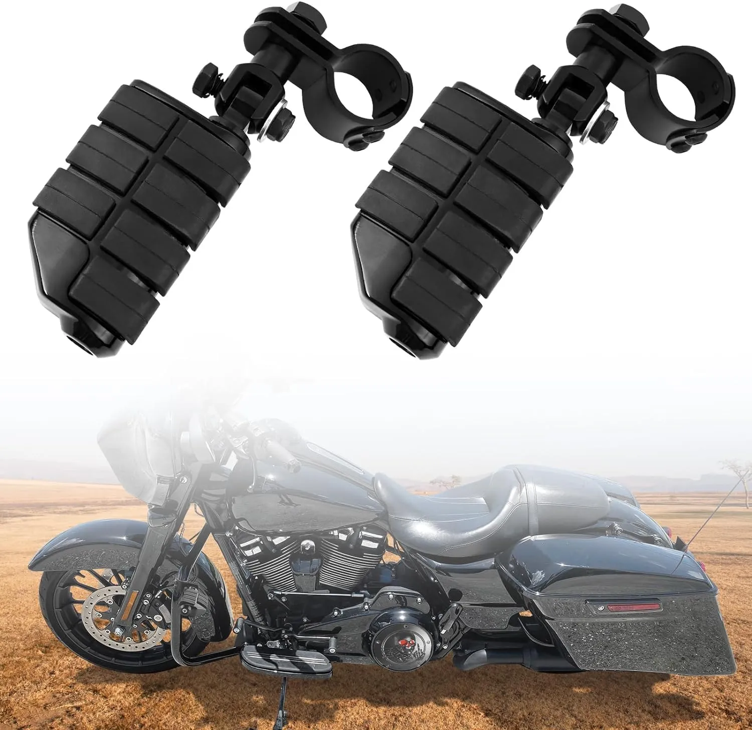 Motorcycle Highway Pegs, Crash Bar Highway Foot Pegs Footrest For Harley Touring Electra Street Glide Road King Sportster Kawasaki 1"(25mm), 1 1/4" (32mm), 1 1/3" (34mm) Engine Guard
