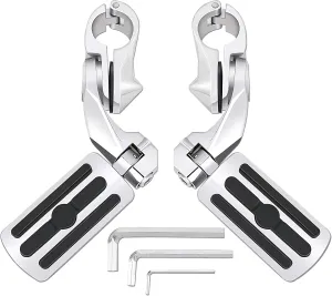 Motorcycle Highway Pegs Foot Rests fit 1.25" Engine Guard Parts Replacement for 1 1/4 Harley Davidson Road Glide, Electra Glide, Road King, Street Glide