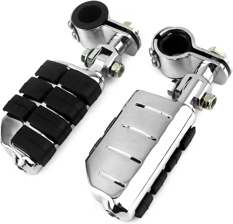 Motorcycle Universal Highway Pegs Foot Rests Fit Engine Guard Crash Bar 1-1/4" Or 1" Compatible with BMW Harley davidson Yamaha Honda