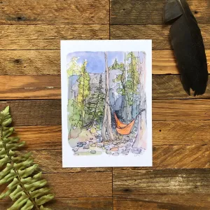 Mountain Hammock Watercolor PRINT 5x7, 8x10, 11x14"