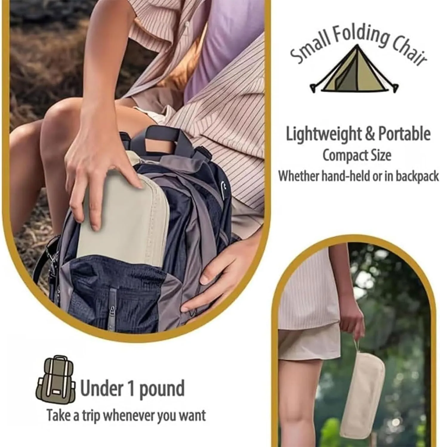 Mountaineering and Hiking Portable Stool, 2025 New Collapsible Stool, 330 Lbs Capacitys, Lightweight, Outdoor Seat for Camping, Traveling, Fishing (black2)