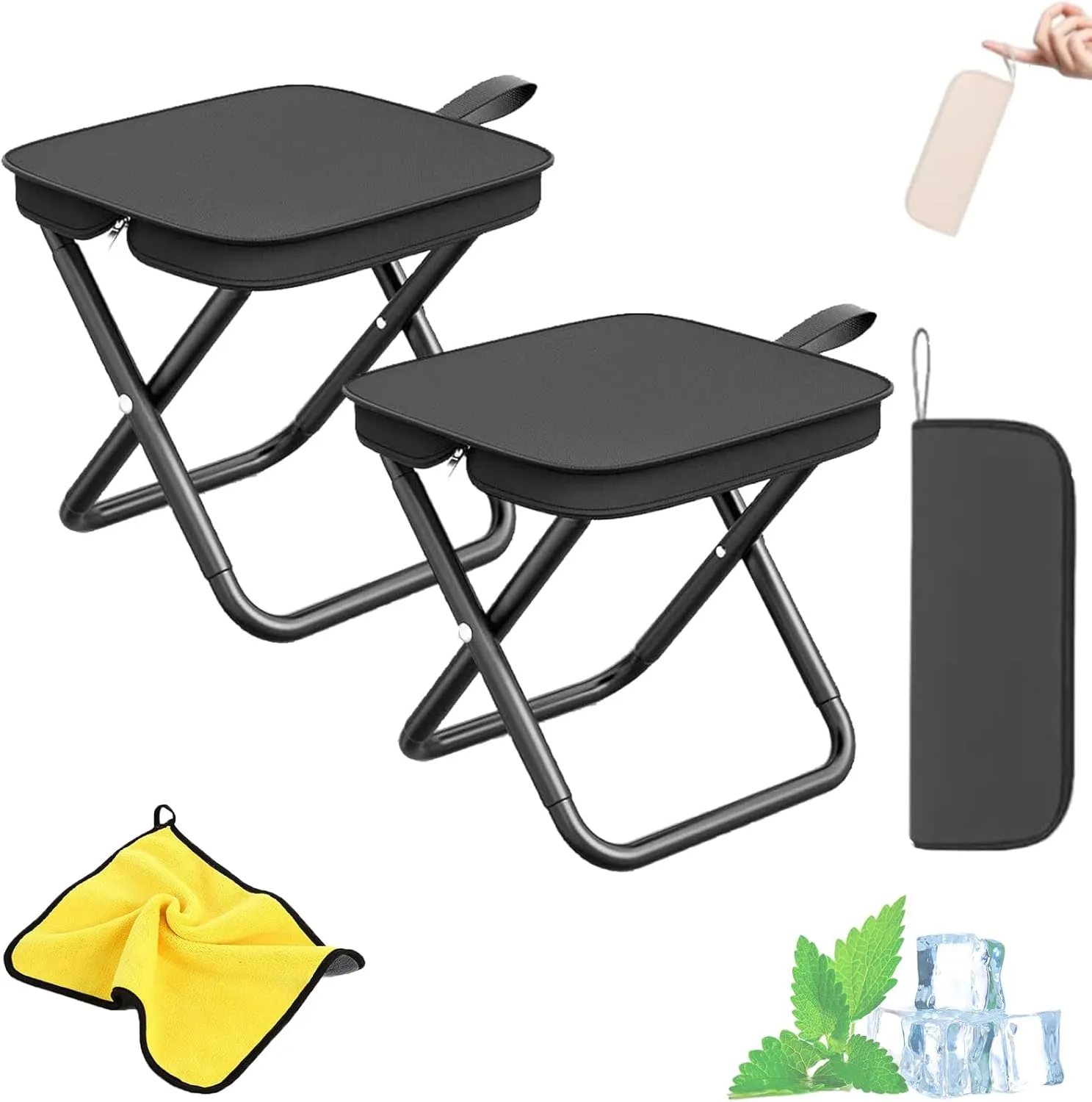 Mountaineering and Hiking Portable Stool, 2025 New Collapsible Stool, 330 Lbs Capacitys, Lightweight, Outdoor Seat for Camping, Traveling, Fishing (black2)
