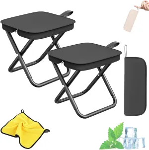 Mountaineering and Hiking Portable Stool, 2025 New Collapsible Stool, 330 Lbs Capacitys, Lightweight, Outdoor Seat for Camping, Traveling, Fishing (black2)
