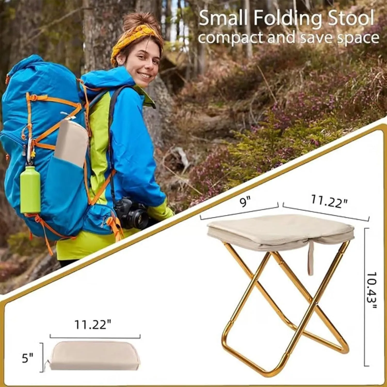 Mountaineering and Hiking Portable Stool, 2025 New Collapsible Stool, 330 Lbs Capacitys, Lightweight, Outdoor Seat for Camping, Traveling, Fishing (black2)