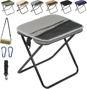 Mountaineering and Hiking Portable Stool,Small Foldable Stool Hold Up to 330 LBS, Pocket Handbag Stools, Lightweight Folding Chair for Camp,Outdoor Chair for Beach Hiking Travel Fishing (Gray, L)