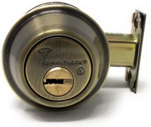 Mul-T-Lock Cronus High Security Grade 2 Single Cylinder Dead-Bolt w/Thumb Turn 2-3/8 or 2-3/4 Adjustable Backset for Commercial and Residential Metal Or Wood Doors (Antique Brass)