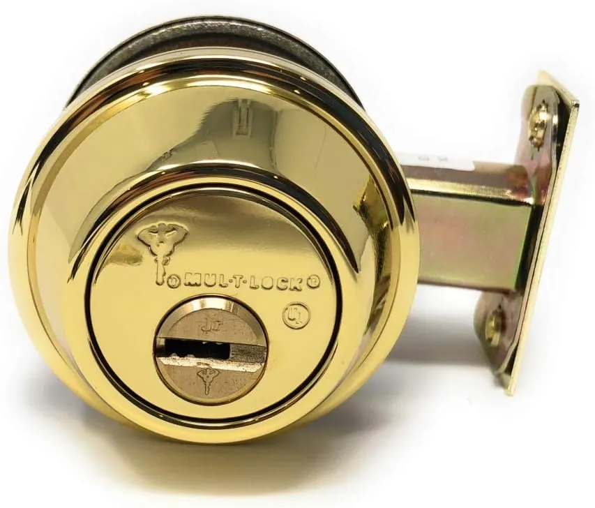 Mul-T-Lock Cronus High Security Grade 2 Single Cylinder Dead-Bolt w/Thumb Turn 2-3/8 or 2-3/4 Adjustable Backset for Commercial and Residential Metal Or Wood Doors (Brigh Brass)