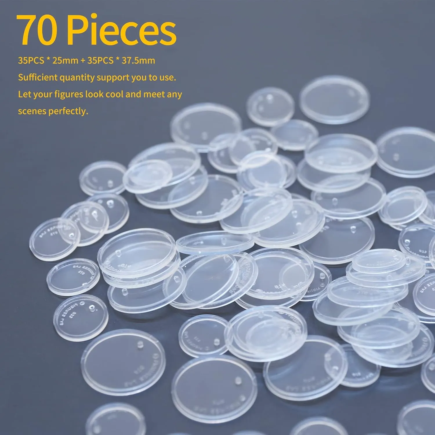 Multi-pegs Action Figure Stand 3.75inch, Light-weight & Flexible Toy Support Stands Base Holder for Display, Multi-pose (clear-for Modern SW-70pcs)