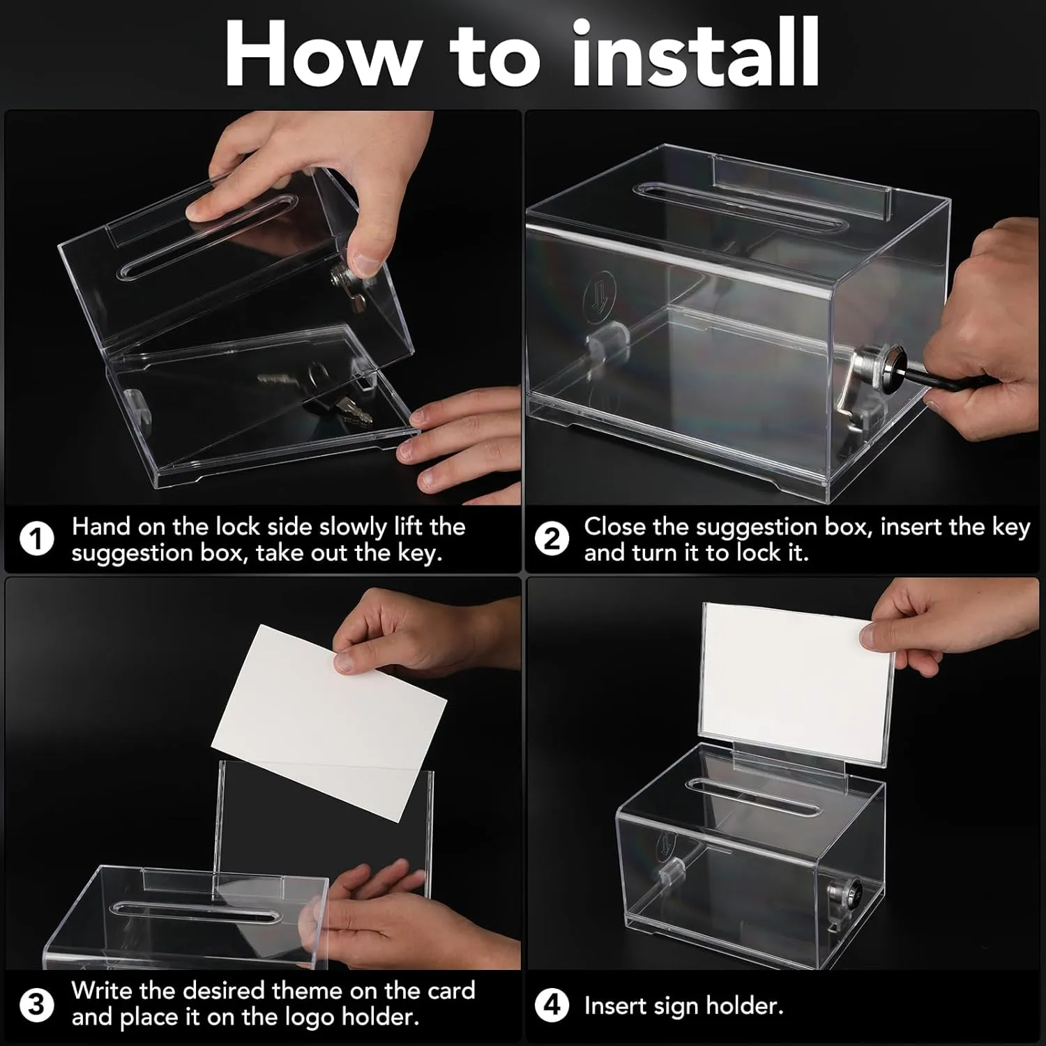 Multifunctional Voisen Voting and Fundraising Donation Box Set, Triple Ballot Box with Lock, Ideal for School, Conference, & Events - 6.2x4.6x3.9"