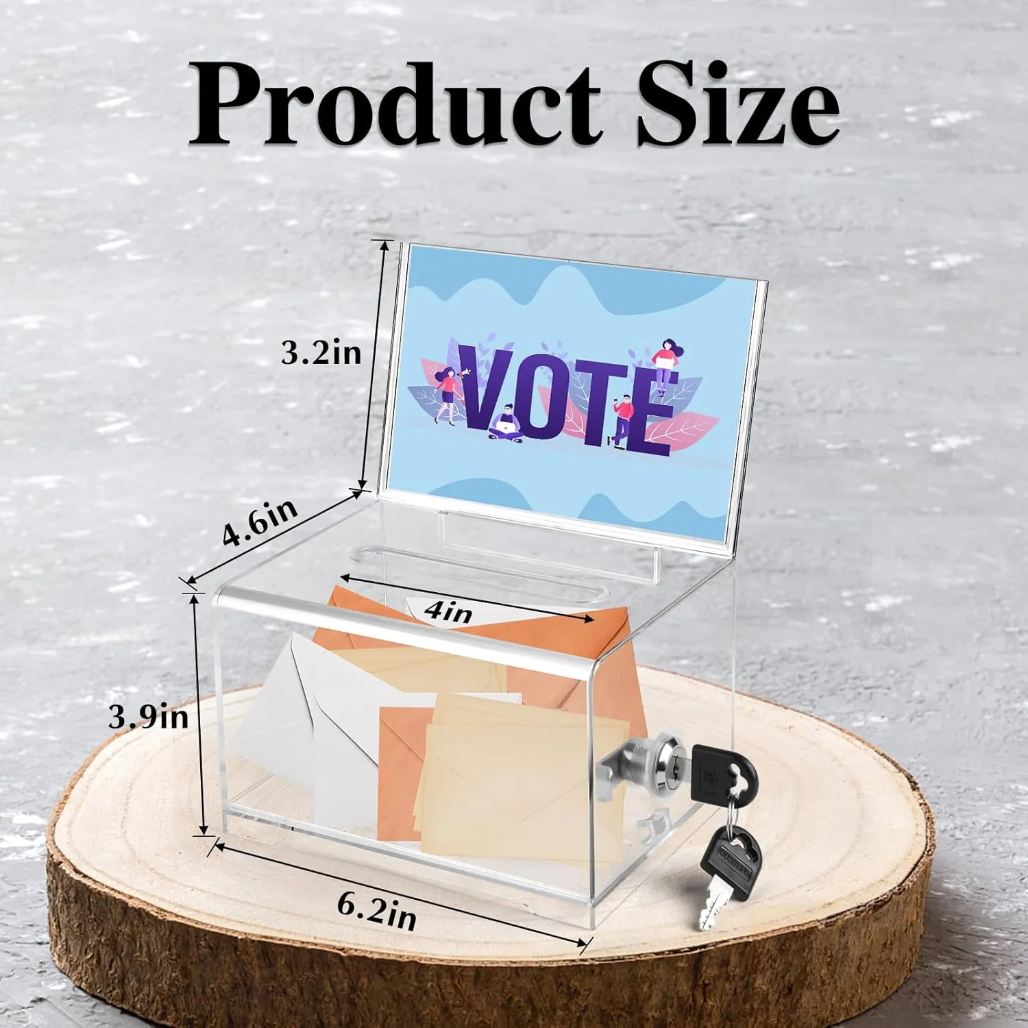 Multifunctional Voisen Voting and Fundraising Donation Box Set, Triple Ballot Box with Lock, Ideal for School, Conference, & Events - 6.2x4.6x3.9"