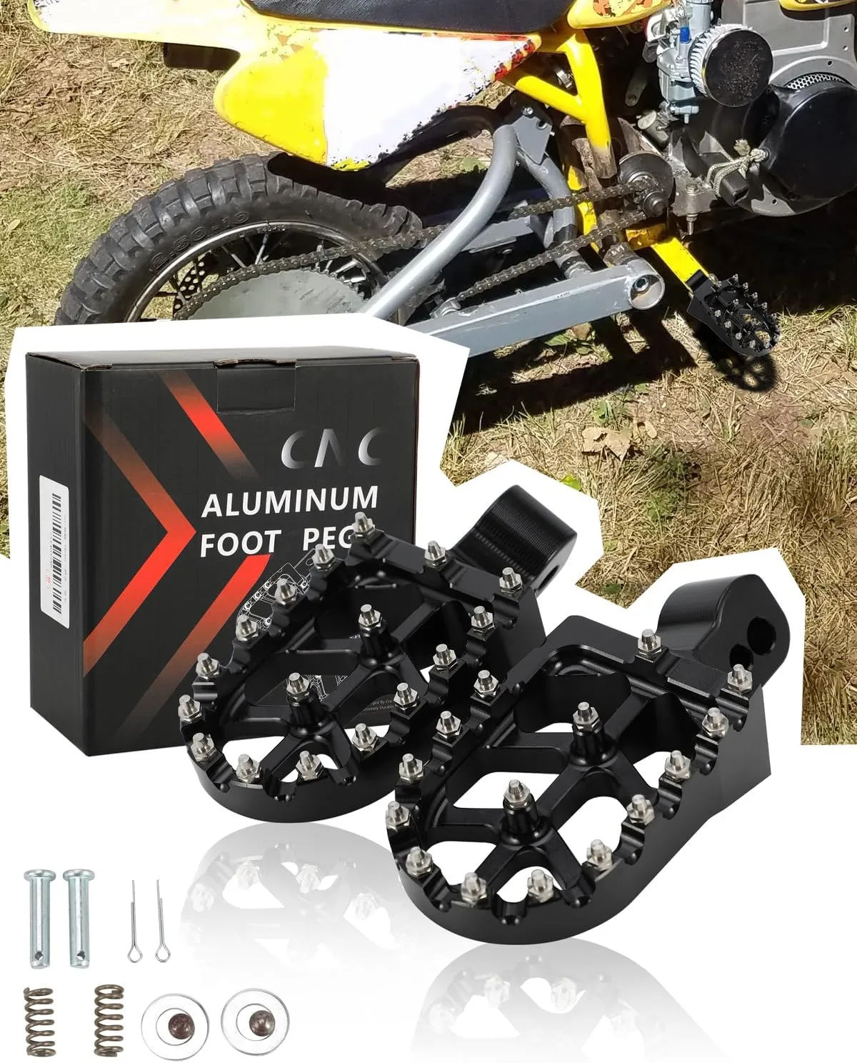 MX650 Foot Pegs Pedal Aluminum Footpegs Rest for MX650/500/350, SX500 Electric Dirt Rocket Bike, KNIGHT BLACK