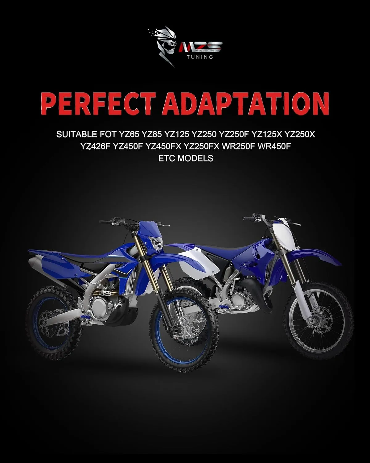 MZS Dirt Bike Foot Pegs, CNC Motocross Footpeg MX Footrest Rest Pedal Blue Compatible with YZ65 YZ85 YZ125 YZ250 YZ250F YZ125X YZ250X YZ426F YZ450F YZ450FX YZ250FX WR250F WR450F