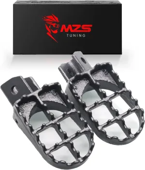 MZS Dirt Bike Foot Pegs, Heavy Duty Motocross Footpeg MX Footrest Rest Pedal Alloy Steel Gray Compatible with TW200 1987-2020 / TTR90 2000-2003 / PW50 1981-2019 / PW80 1983-2017