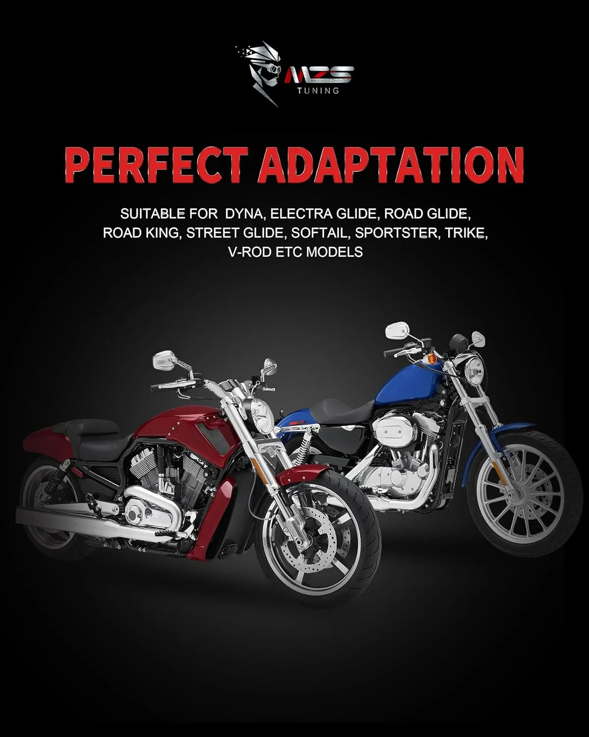 MZS Motorcycle Foot Pegs, Aluminum 360 Degree Adjustable MX Cruiser Footpegs Footrest Wide Rest Pedal Compatible with Dyna 93-17 / Fatboy 90-17 / Iron 883 09-17 / Sportster 00-17 / Street Bob 07-17