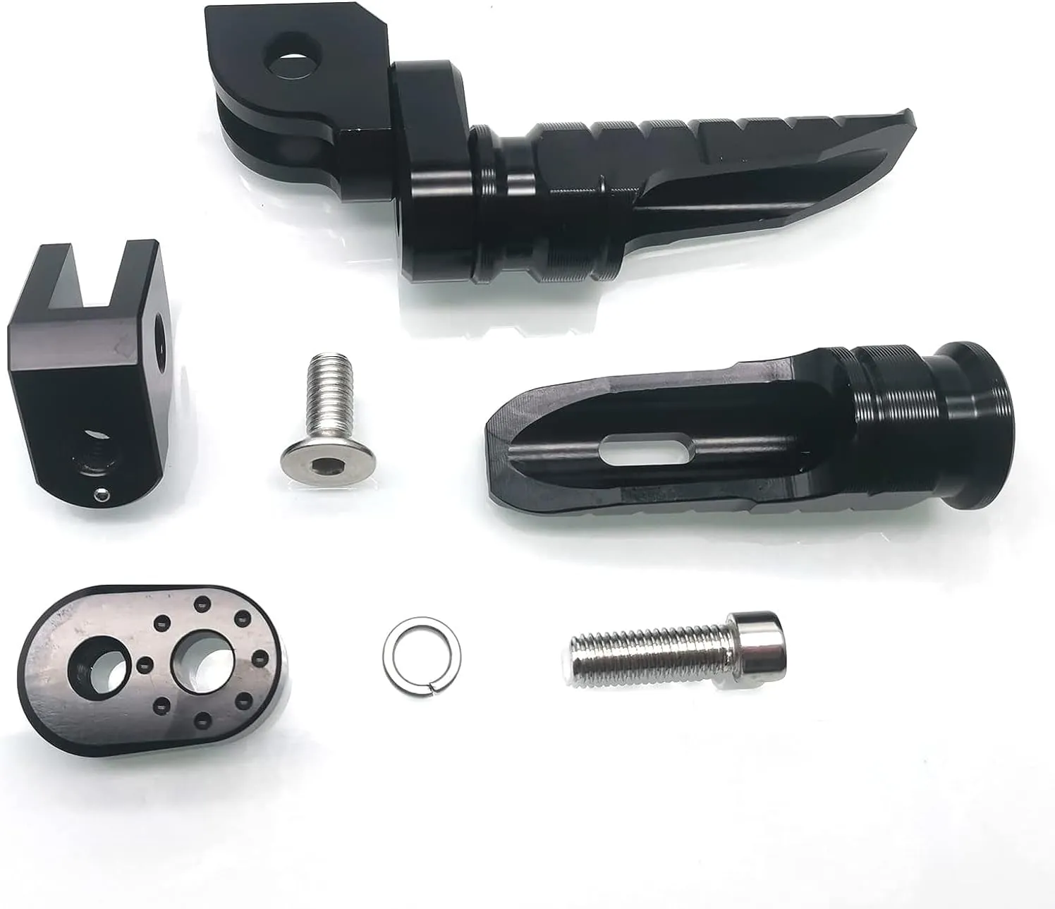 MZS Motorcycle Foot Pegs, Front Rider Footpegs Footrest Rest Pedal Adjustable Aluminum Black Compatible with GROM Monkey CBR 600 F2 F3 F4 F4I CBR600RR CBR1000RR VFR800 CB1100