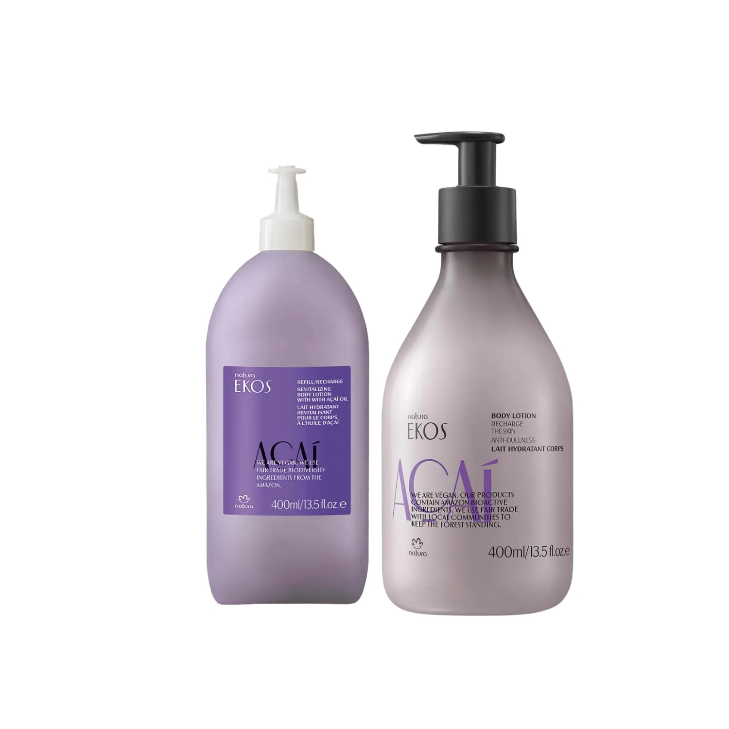 natura - Ekos Açaí Revitalizing Body Lotion Refill - Vegan Skin Care - 24 Hours of Soft Skin - Improves Skin Elasticity - Acai Oil - Brazilian Beauty Secrets - Body Care - 13.5 fl oz (400ml)