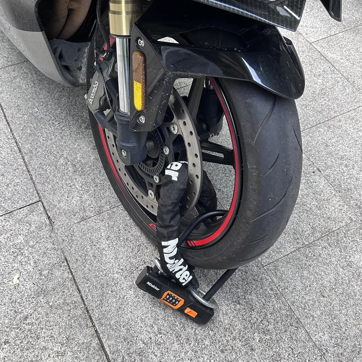 NDakter Motorcycle Locks Anti Theft, Keyless Electric Bike Lock Heavy Duty Bike U Lock Combination, 3.2FT x 10MM Thickened Steel Chain, Combo Large U Shape Ebike Lock for Motorcycle, Moped, Scooter