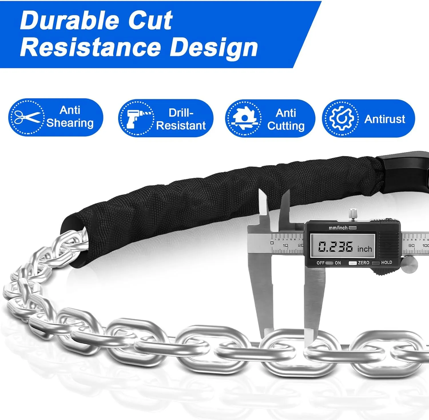 NDakter Upgrade Bike Lock, Bike Chain Lock with 2 Ways to Unlock, 4 Digit Combination Heavy Duty Anti-Theft 3.2/4.28 Ft Bicycle Lock with 2 Keys, High Security Scooter Locks for Ebike, Escooter, Door