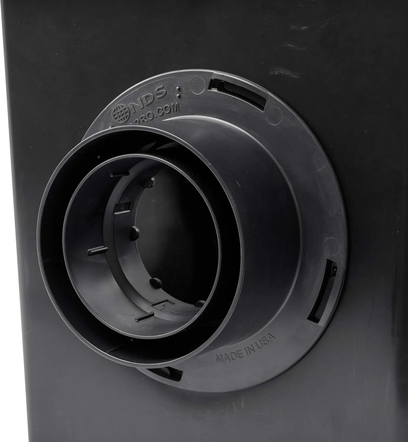 NDS Square Catch Basin Drain Kit with 2-Opening Catch Basin, Black Plastic Grate, 2 Outlet Adapters, & 1 Outlet Plug, 12 in.