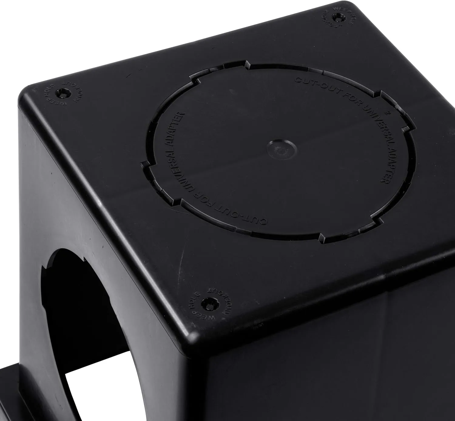 NDS Square Catch Basin Drain Kit with 2-Opening Catch Basin, Black Plastic Grate, 2 Outlet Adapters, & 1 Outlet Plug, 12 in.