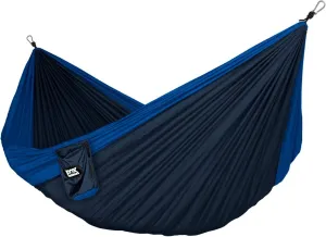 Neolite Double Camping Hammock - Lightweight Portable Nylon Parachute Hammock for Backpacking, Travel, Beach, Yard. Hammock Straps & Steel Carabiners Included (Blue/Navy)