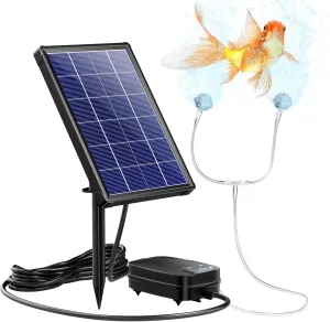 NFESOLAR 4W Solar Aerator for Pond with Built-in 2200mAh Battery Backup, 3 Working Modes, 2 Air Stones, Solar Air Pump for fish Pond Stock Tank Hydroponics