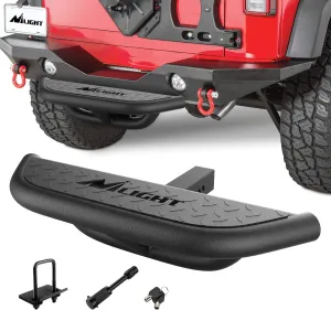 Nilight Hitch Step with 2" Hitch Receiver Rear Bumper Guard Protector Compatible with Car Truck Vehicles Upgraded Textured Black Hitch Step Bar with Hitch Lock & U-Bolts Stabilize